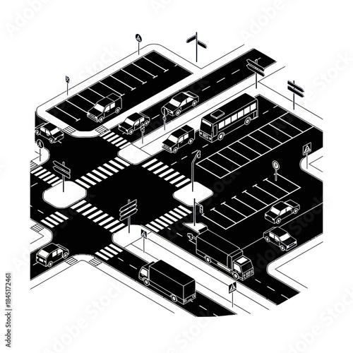 Black and White Parking Lot Diagram.