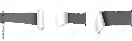 “Ripped Gray Paper Strip PNG – Torn Paper Reveal Banner on Transparent Background”