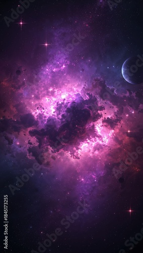 Interstellar nebula with luminous colors, deep space universe background