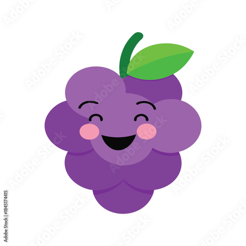 Shy Smiling Grape Character Violet Cute Mascot