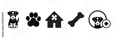 Dog love icon set. Pet care icon. Vector illustration