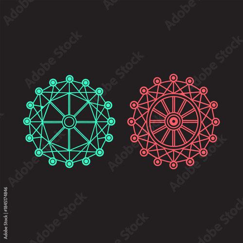 Geometric circular network diagrams isolated