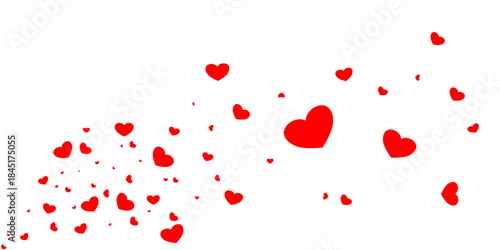 Floating Red Heart Particles with Large Heart Accent on White Background Romantic Love Design