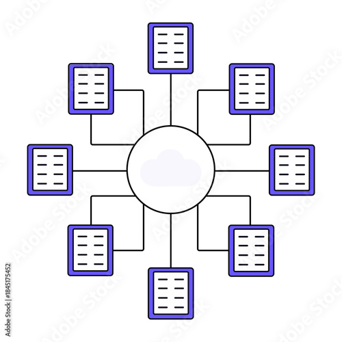 Network of connect edtablets displaying blank screens isolated