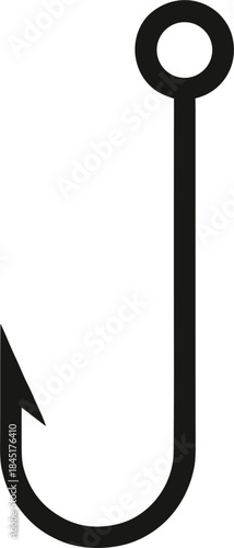 Fishing hook silhouette icon illustration isolated on white background for angling, seafood, marine, and fishing industry concepts