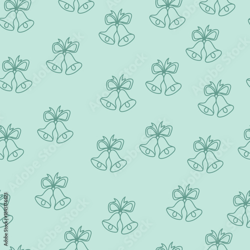 Bells with bow seamless pattern