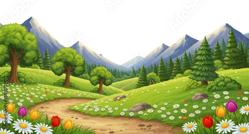 landscape with mountains and trees