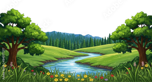 landscape with trees and water