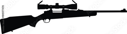 Hunting Rifle Silhouette Vector Illustration Isolated on White Background for Shooting Sports, Military, Tactical, Outdoor Designs