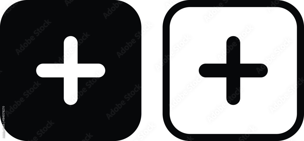 Obraz premium Plus Icon in Rounded Square Button Vector