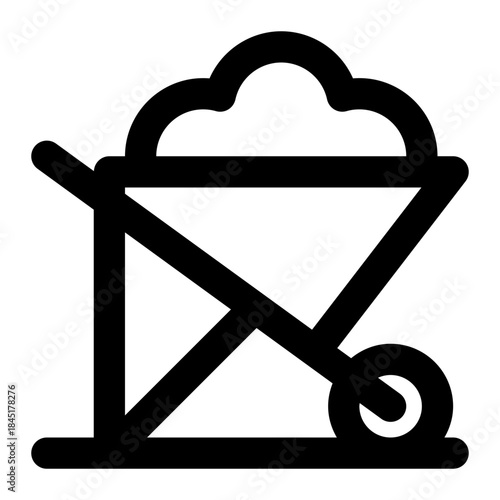 icon wheelbarrow with style outline
