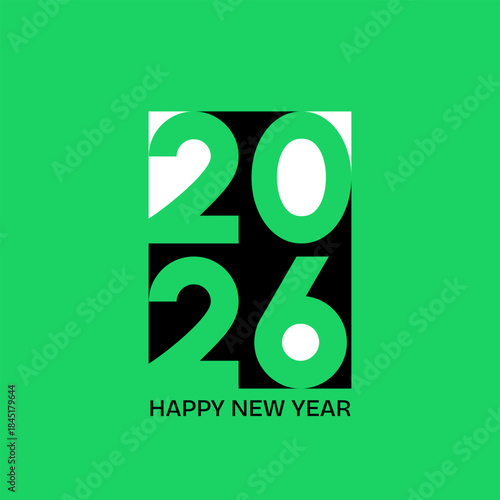 Happy New Year 2026 Modern Typography with Bold Numbers in Minimal Style