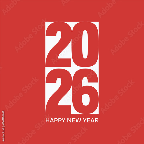 Happy New Year 2026 Modern Typography with Bold Numbers in Minimal Style