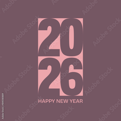 Happy New Year 2026 Modern Typography with Bold Numbers in Minimal Style