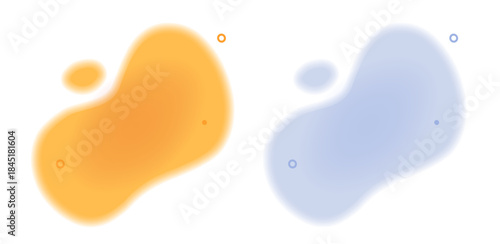 Abstract fluid liquid defocus blurred shapes elements soft design blobs vector modern graphic illustration set yellow purple, minimal smooth waves flow backdrops for title text copy space vibrant