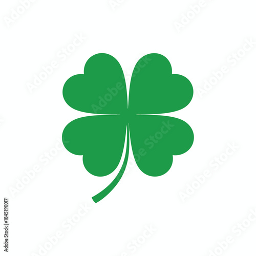 A vibrant green four-leaf clover, a classic symbol of good luck and fortune, isolated on a clean white background.