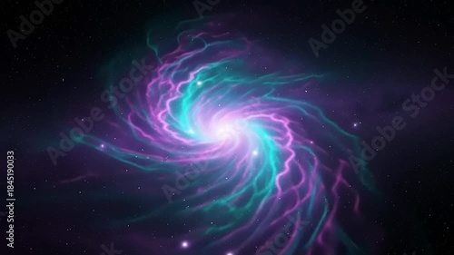 Vibrant Swirling Galaxy Nebula with Stars in Deep Space.