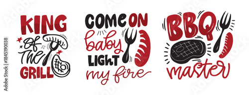 Funny hand drawn doodle lettering quote about Grill and BBQ. Lettering for t-shirt design, mug print, bag print, clothes fashion. 100% hand drawn vector image.
