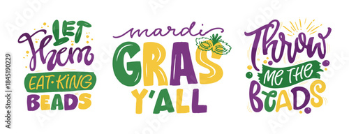 Mardi Gras - hand drawn doodle lettering quote. Lettering for t-shirt design, mug print, bag print, clothes fashion. 100% hand drawn vector image.
