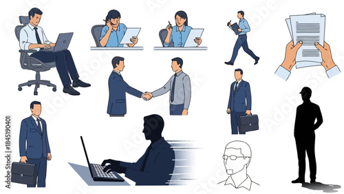 Illustrated business professionals working together