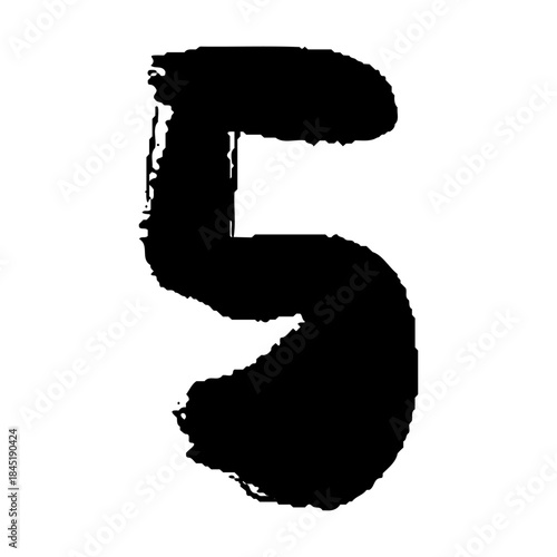 筆で描いた数字の5の手描き文字イラスト