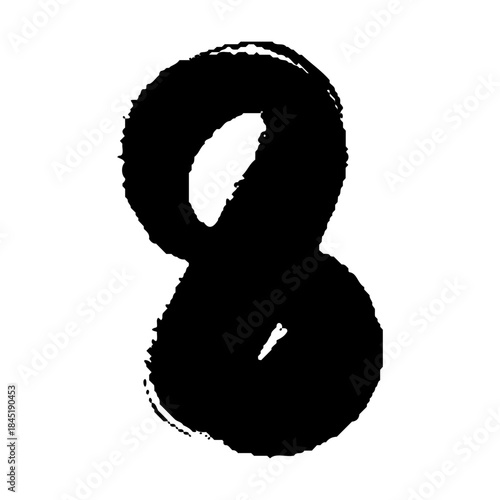筆書きの数字の8の和風文字素材