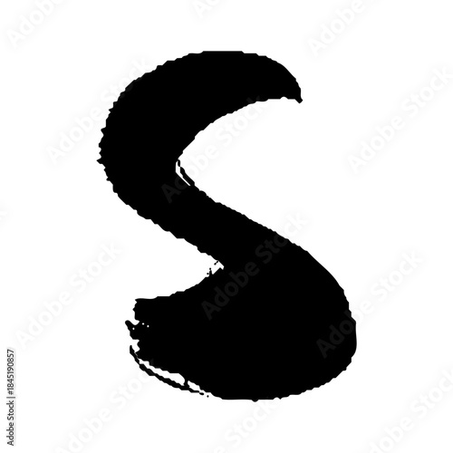 黒色の和テイストの筆文字のアルファベットのS