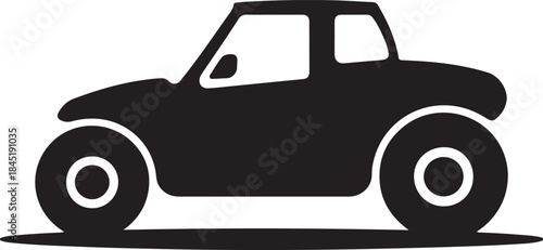 Cartoon car silhouette vector simple buggy side view icon for logo and kids design