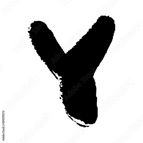 手描き筆タッチのアルファベットのY