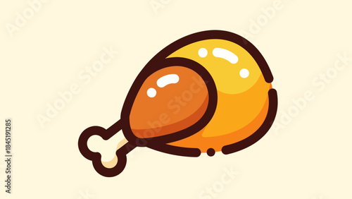 Cartoon chicken leg illustration isolated on light background with copy space