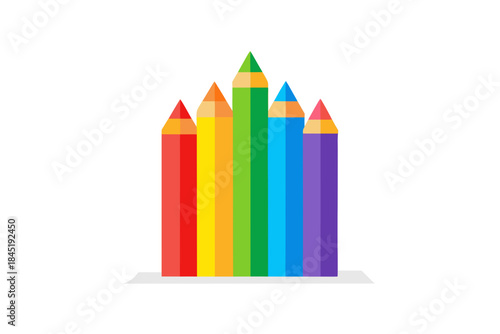 colored pencils isolated on white background