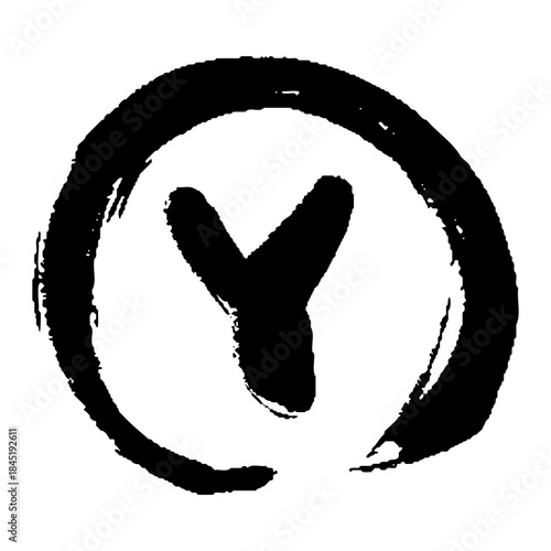 丸囲みの筆書きアルファベットのY