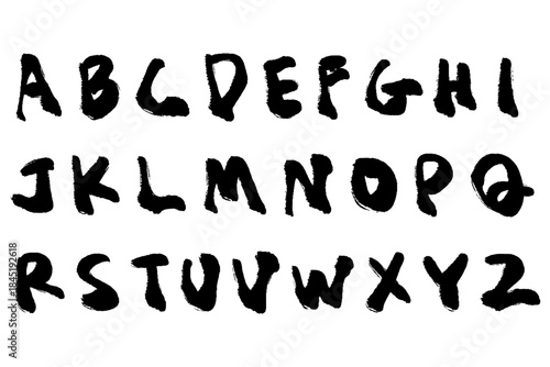 筆タッチの手描きのAからZのアルファベットのイラスト