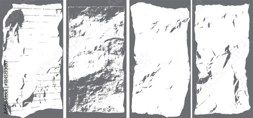 Rubbed aged paper texture with abstract grunge and halftone details. Black and white grunge newspaper texture with dust and dirt noise effect. 