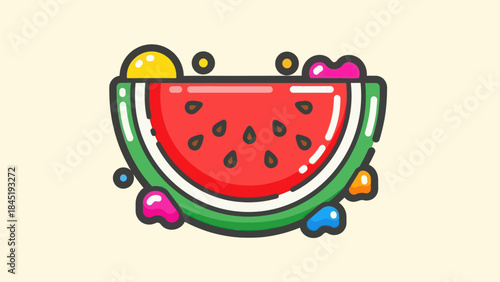 Cartoon watermelon slice illustration fresh fruit healthy eating concept