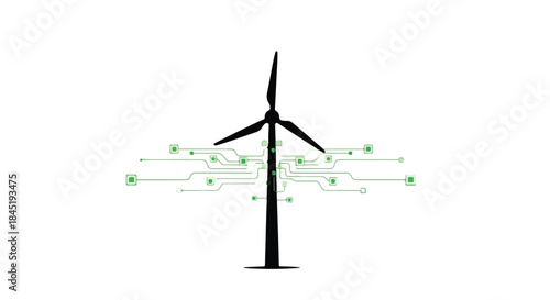 Modern wind turbine integrated with digital technology for sustainable energy generation