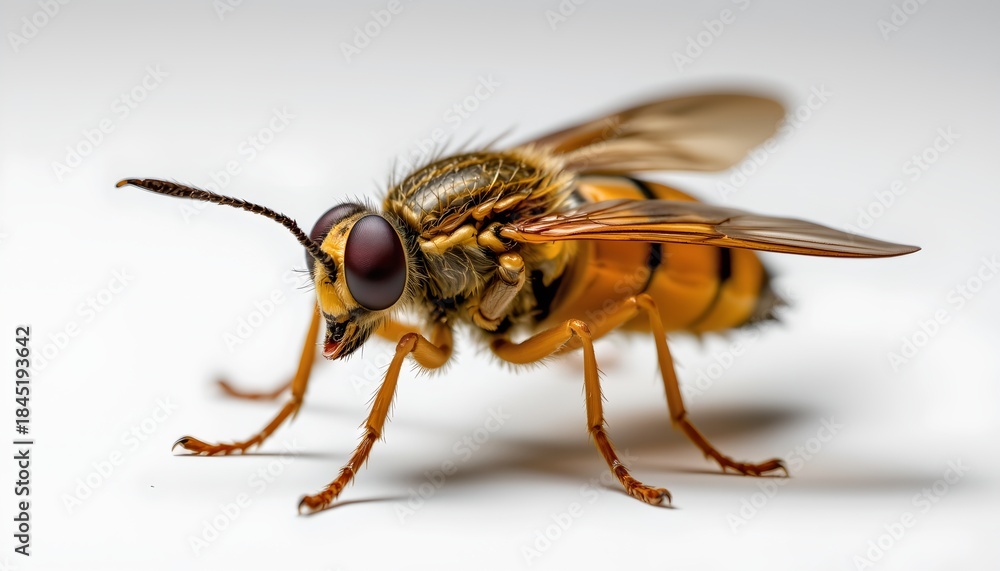 Fototapeta premium A single insect with distinct markings, likely from the order Hymenoptera, given its structure and wing configuration