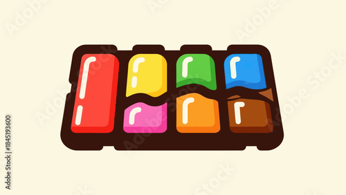 Colorful candy selection in a tray illustration for food related concepts