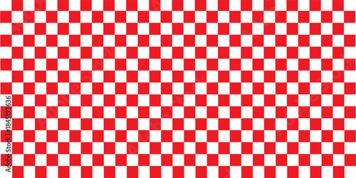 vector of panorama of red and white chessboard background. pattern for fashion, border, cloth, flag, wrapping paper, cover skin, table cloth, scene. flag. vector
