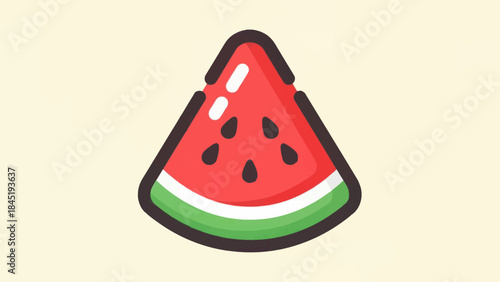 Cartoon watermelon slice isolated on light background fresh fruit concept