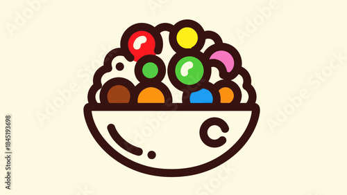 Colorful bowl of treats vector illustration for food and culinary themes