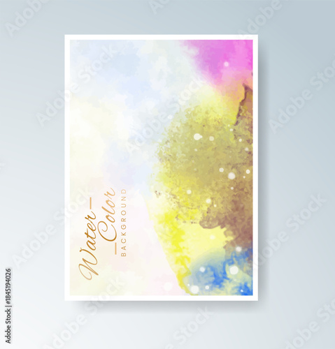 Cards with watercolor background. Design for your cover, date, postcard, banner, logo.