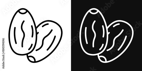 Date fruit icons - editable stroke vector illustration