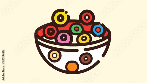 Colorful cereal bowl illustration healthy breakfast food icon graphic design