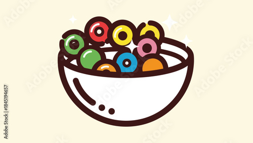 Colorful cereal bowl illustration wholesome breakfast food concept design