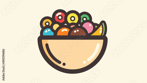 Colorful cereal bowl illustration wholesome breakfast food vector design