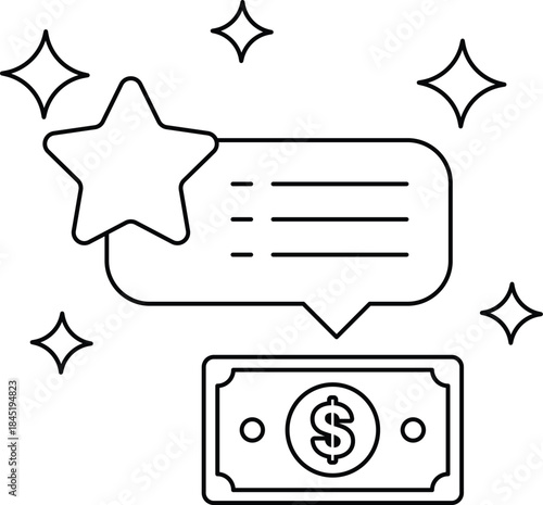 A dollar bill with a star and dollar sign