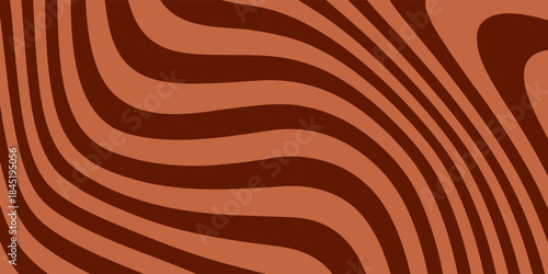 Retro coffee color background. Milk chocolate liquid dessert texture. Wavy swirl candy pattern for poster, cover, banner, pamphlet.