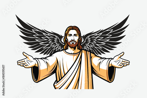 God, Jesus christ, grace, good, ascension concept. Hand drawn silhouette of Jesus christ, the son of god concept sketch.