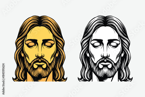 Three wise men cartoon vector faces, each with a different expression and comic smile illustration